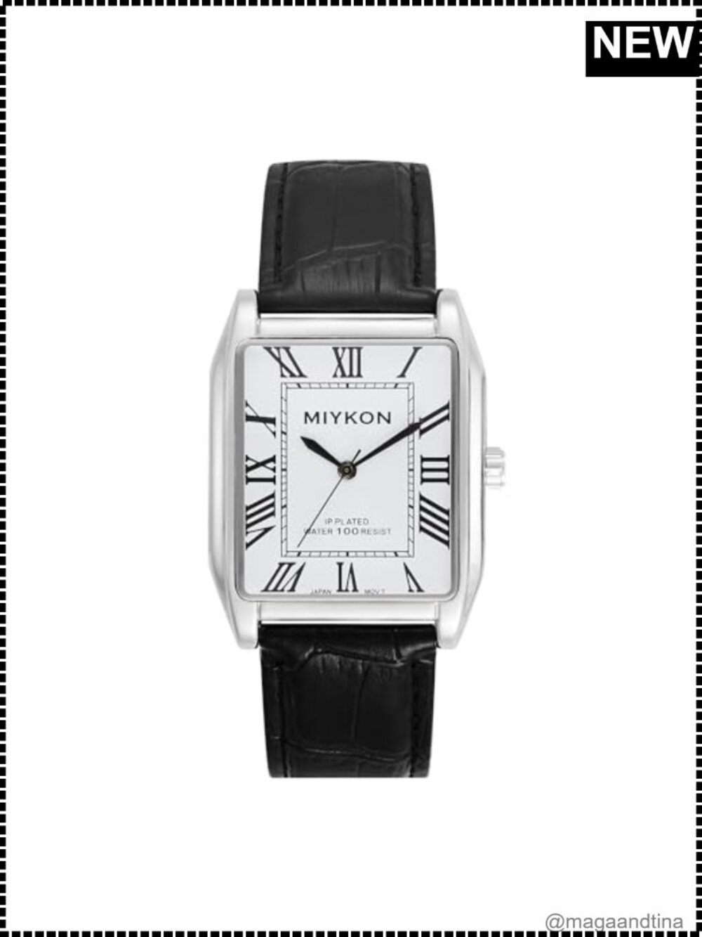Miykon Vintage Tank Dress Watch Genuine Leather Strap Water Resistant
